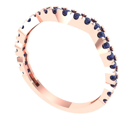 0.36 cttw Simulated Blue Sapphire Round Cut Rose Gold Eternity Wedding Band