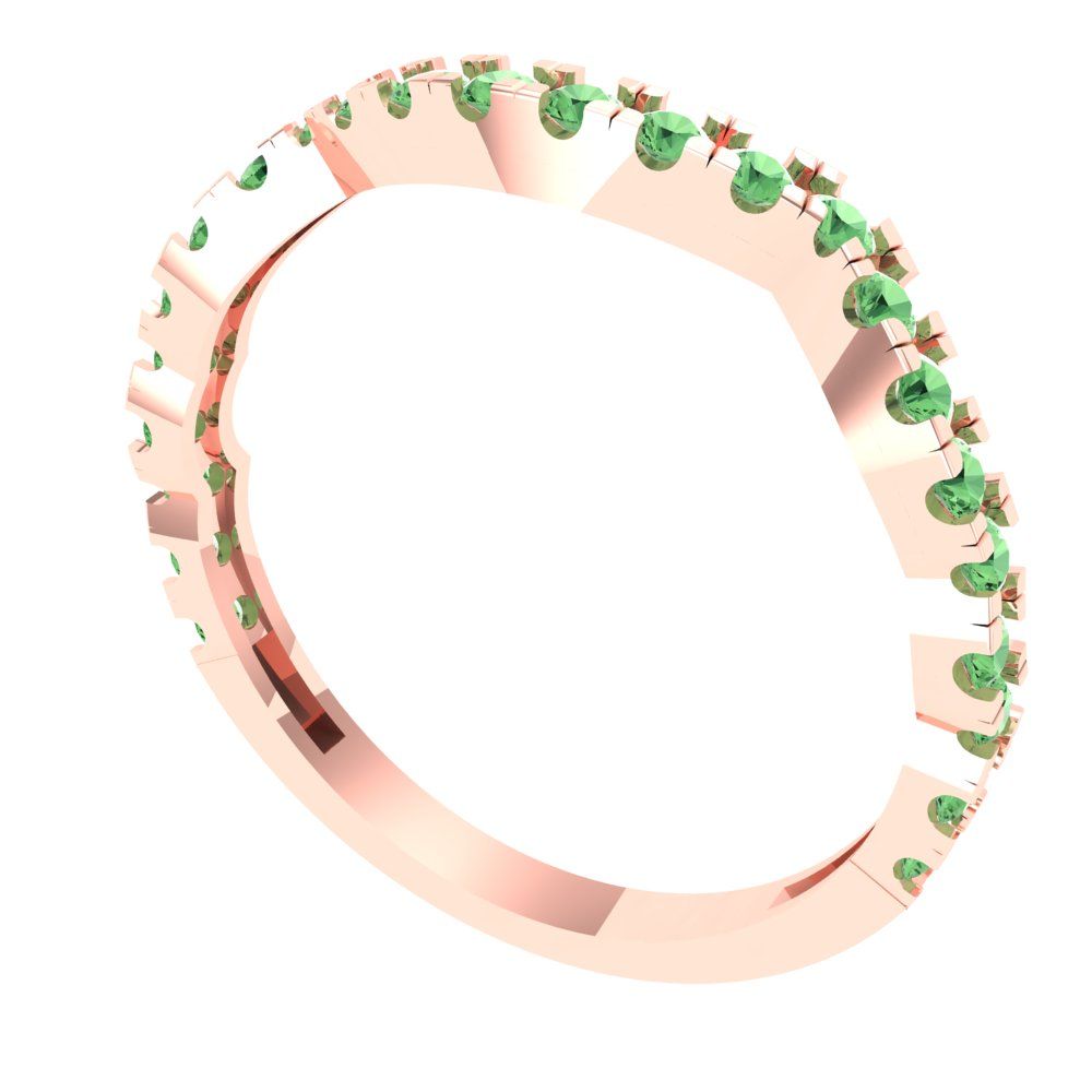 0.36 cttw Simulated Green Diamond Round Cut Rose Gold Eternity Wedding Band