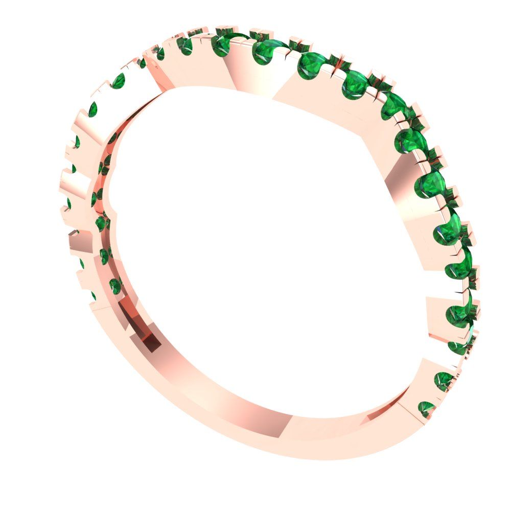 0.36 cttw Simulated Emerald Round Cut Rose Gold Eternity Wedding Band