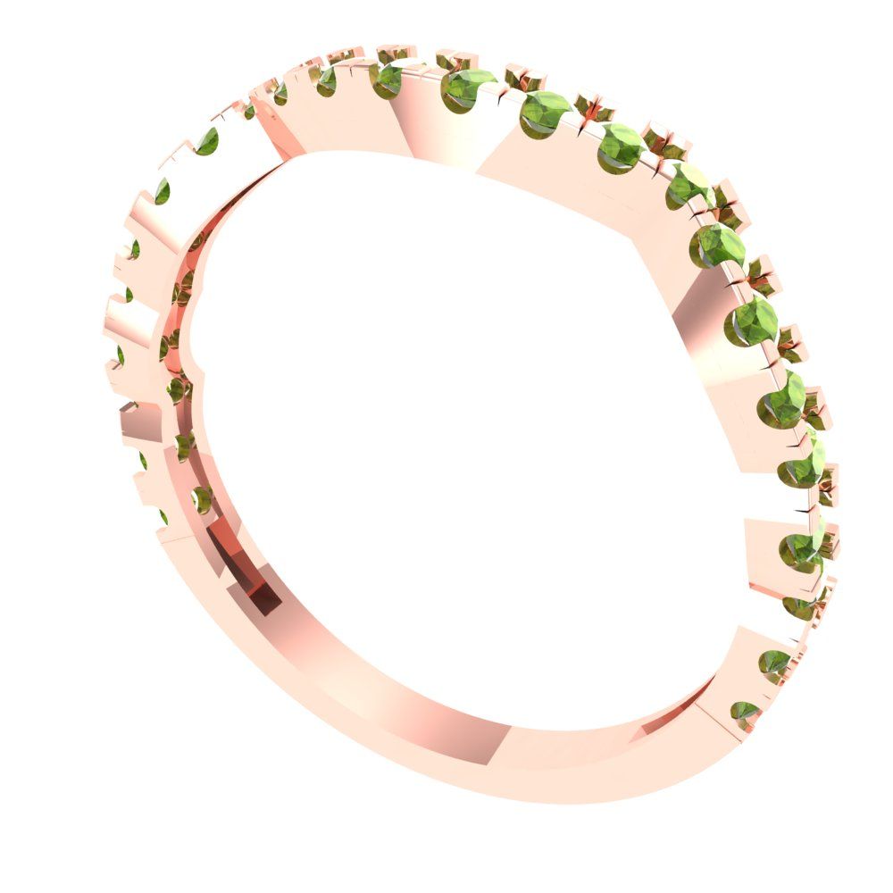 0.36 cttw Natural Peridot Round Cut Rose Gold Eternity Wedding Band