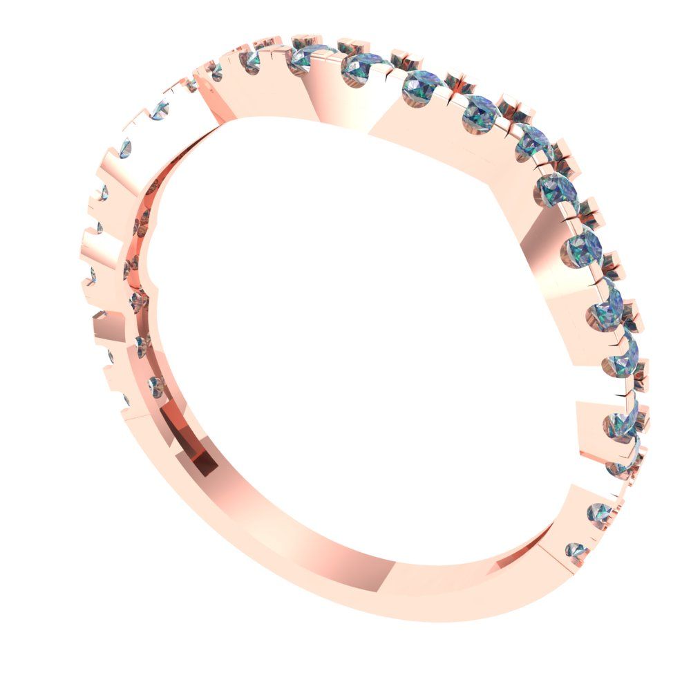 0.36 cttw Blue Moissanite Round Cut Rose Gold Eternity Wedding Band