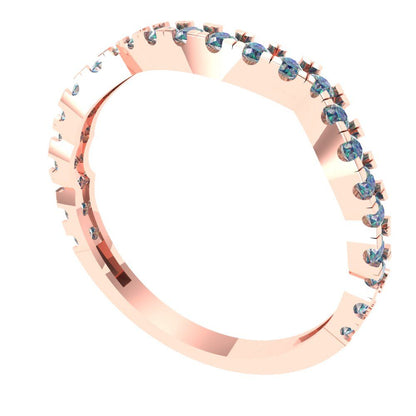 0.36 cttw Blue Moissanite Round Cut Rose Gold Eternity Wedding Band