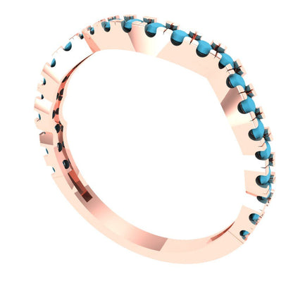 0.36 cttw Simulated Turquoise Round Cut Rose Gold Eternity Wedding Band
