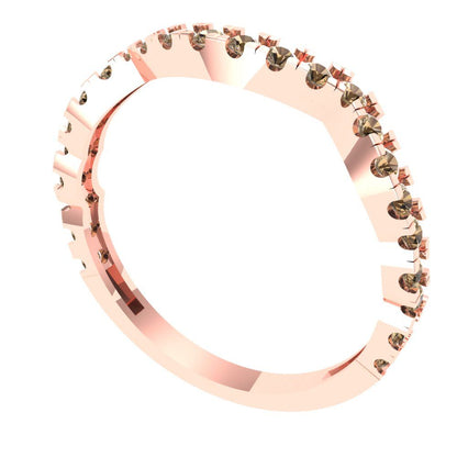 0.36 cttw Simulated Champagne Diamond Round Cut Rose Gold Eternity Wedding Band