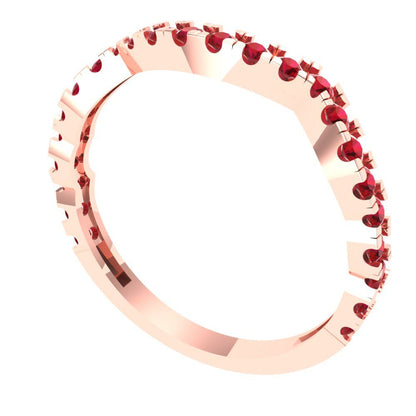 0.36 cttw Simulated Ruby Round Cut Rose Gold Eternity Wedding Band