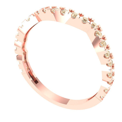 0.36 cttw Natural Morganite Round Cut Rose Gold Eternity Wedding Band