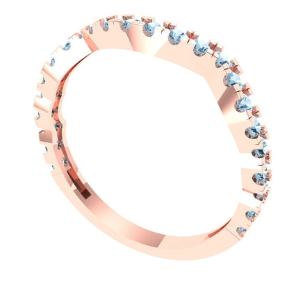 0.36 cttw Natural Aquamarine Round Cut Rose Gold Eternity Wedding Band