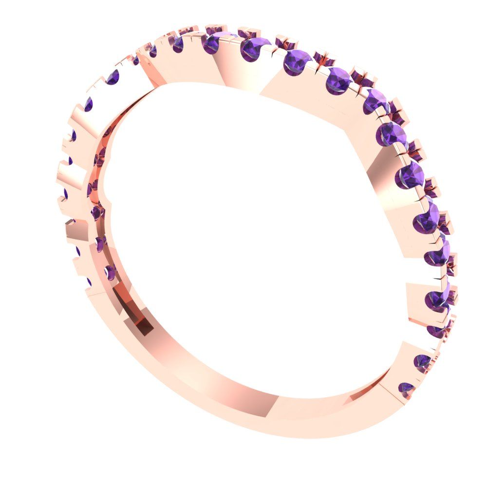 0.36 cttw Natural Amethyst Round Cut Rose Gold Eternity Wedding Band
