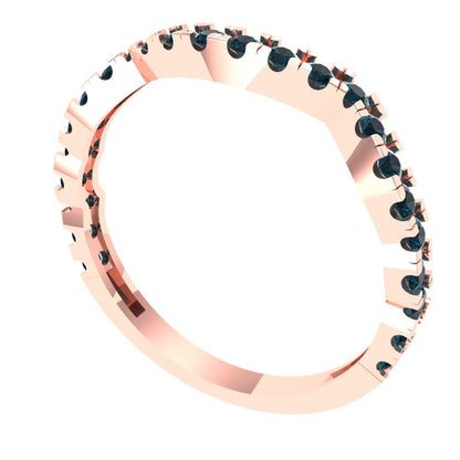 0.36 cttw Natural London Blue Topaz Round Cut Rose Gold Eternity Wedding Band