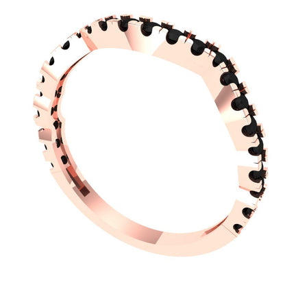 0.36 cttw Natural Onyx Round Cut Rose Gold Eternity Wedding Band