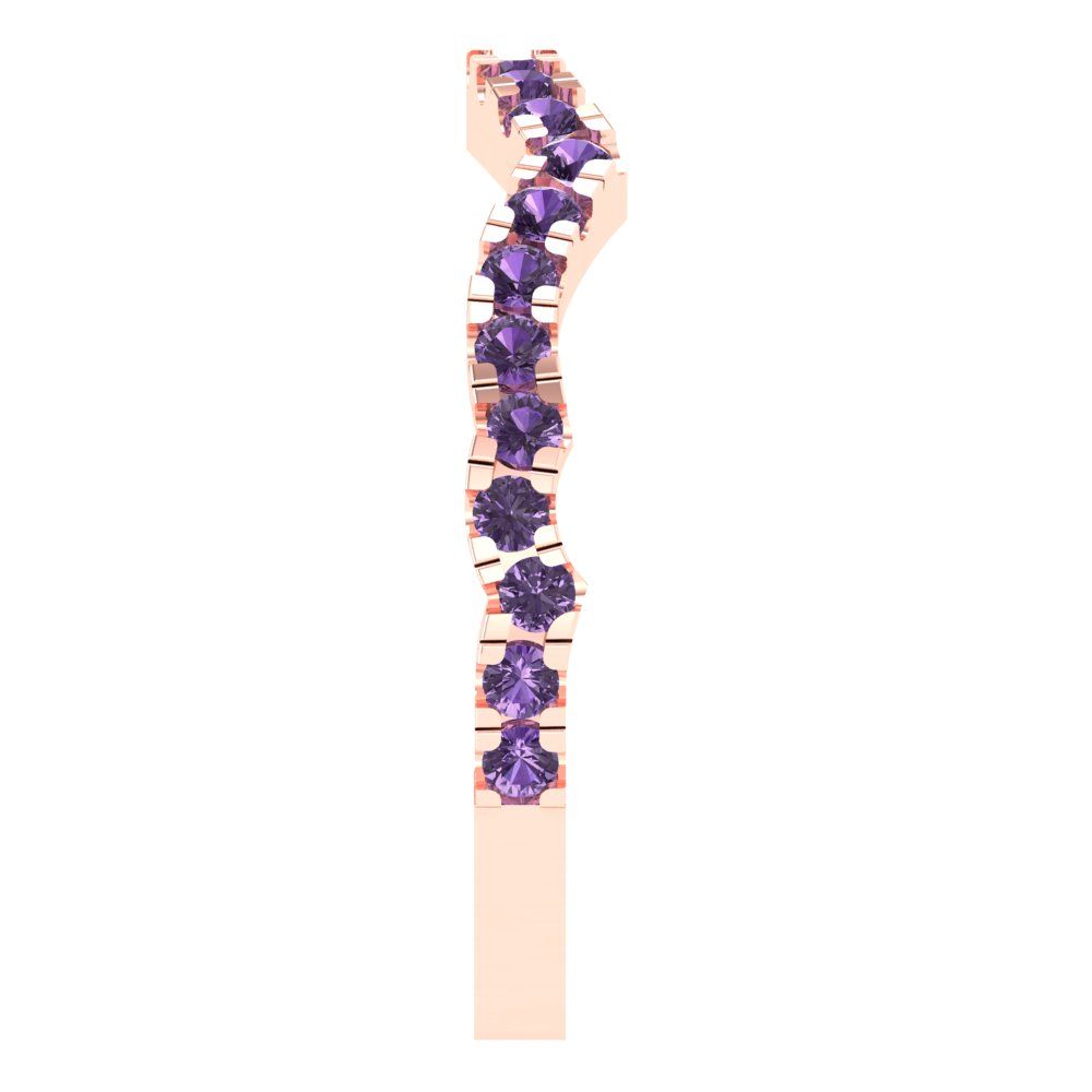 0.36 cttw Simulated Alexandrite Round Cut Rose Gold Eternity Wedding Band