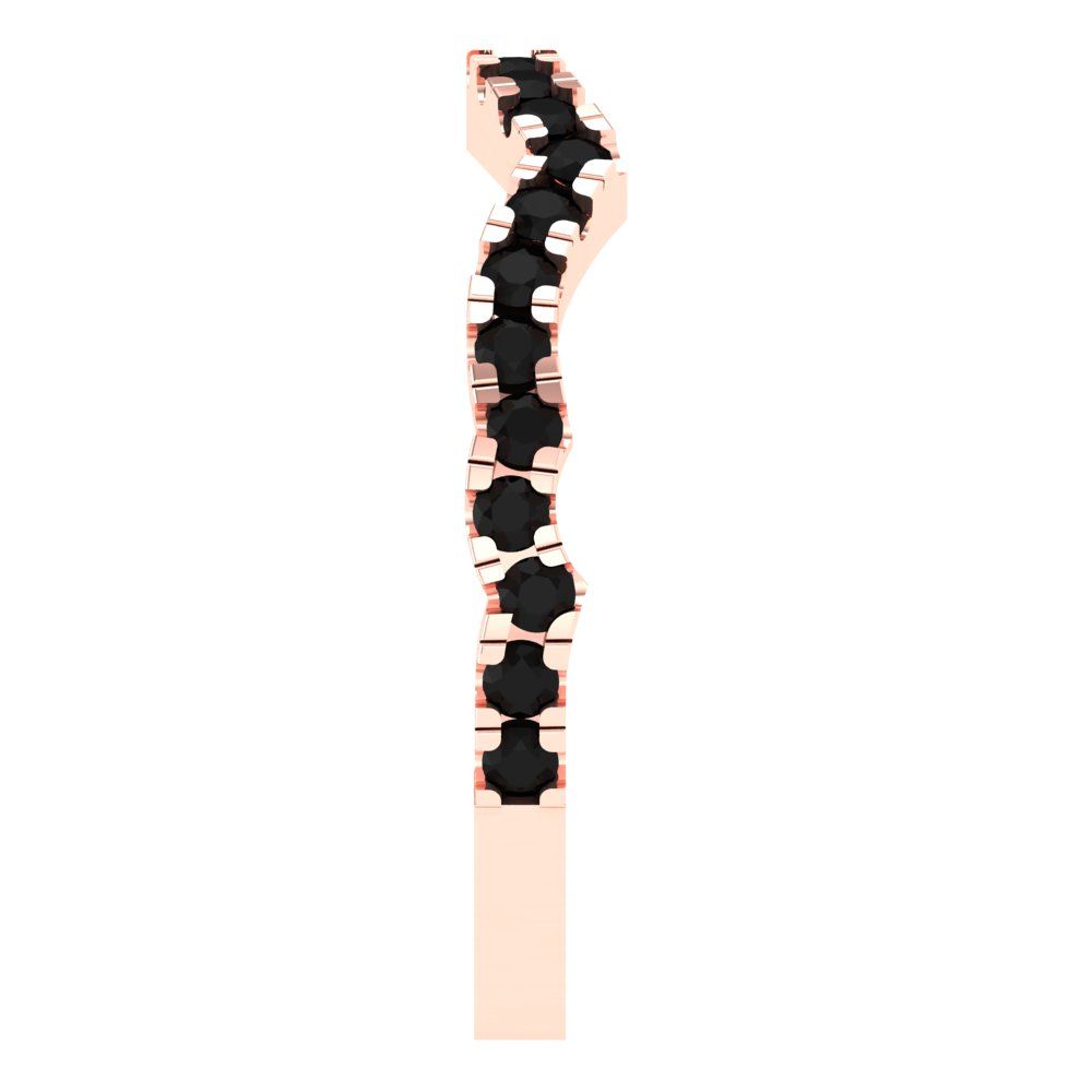 0.36 cttw Natural Onyx Round Cut Rose Gold Eternity Wedding Band