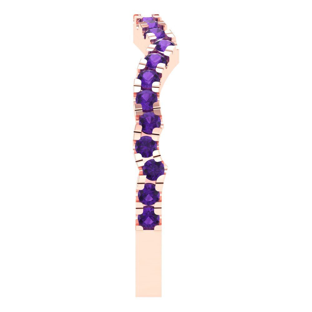 0.36 cttw Natural Amethyst Round Cut Rose Gold Eternity Wedding Band