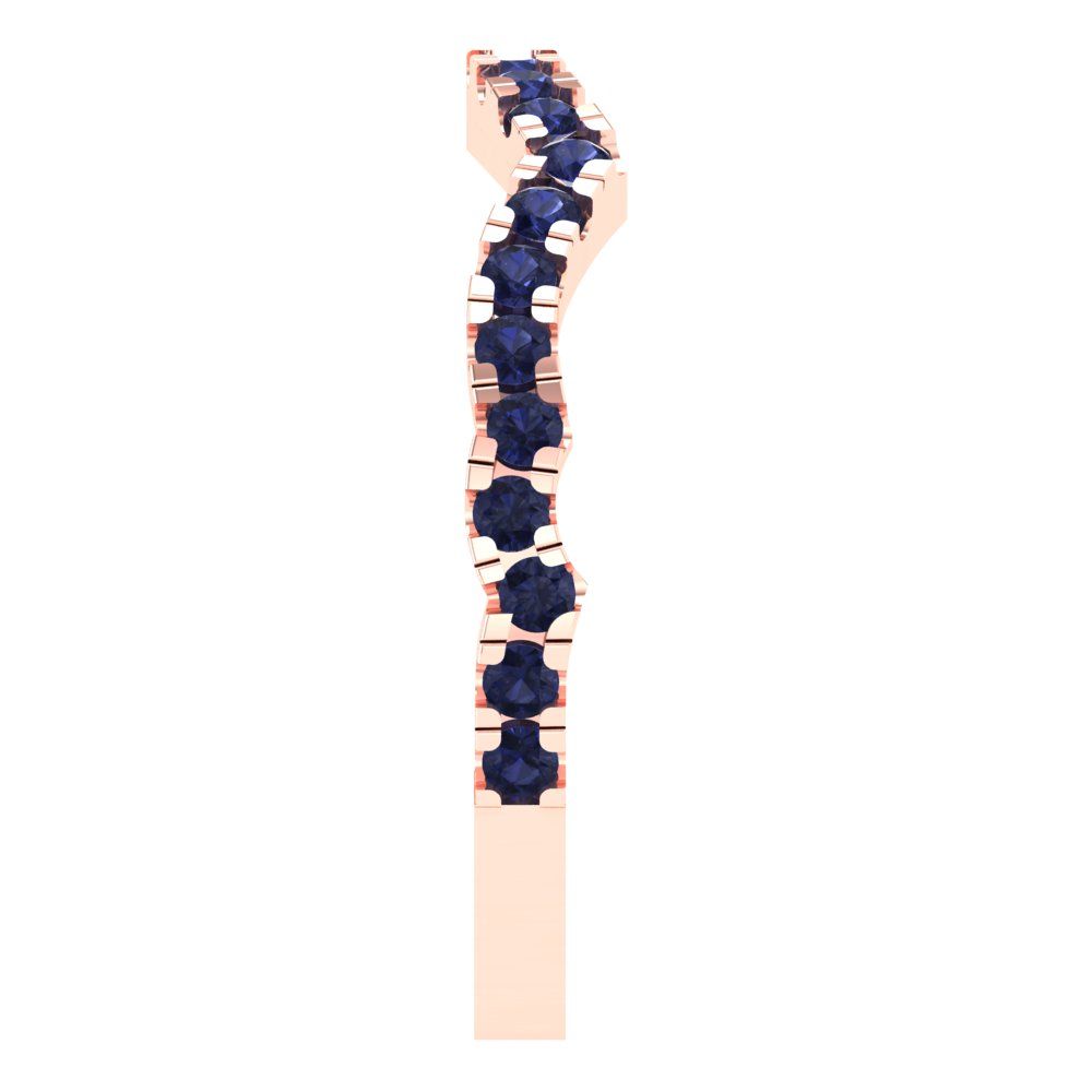 0.36 cttw Simulated Blue Sapphire Round Cut Rose Gold Eternity Wedding Band