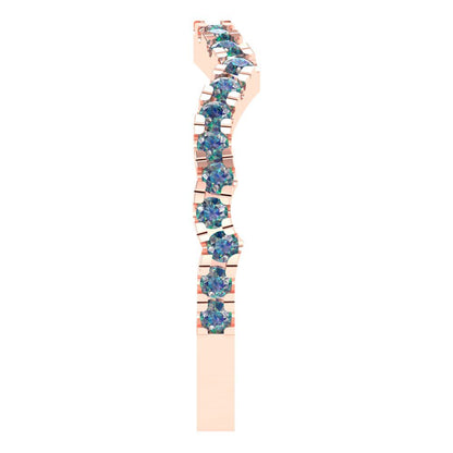0.36 cttw Blue Moissanite Round Cut Rose Gold Eternity Wedding Band