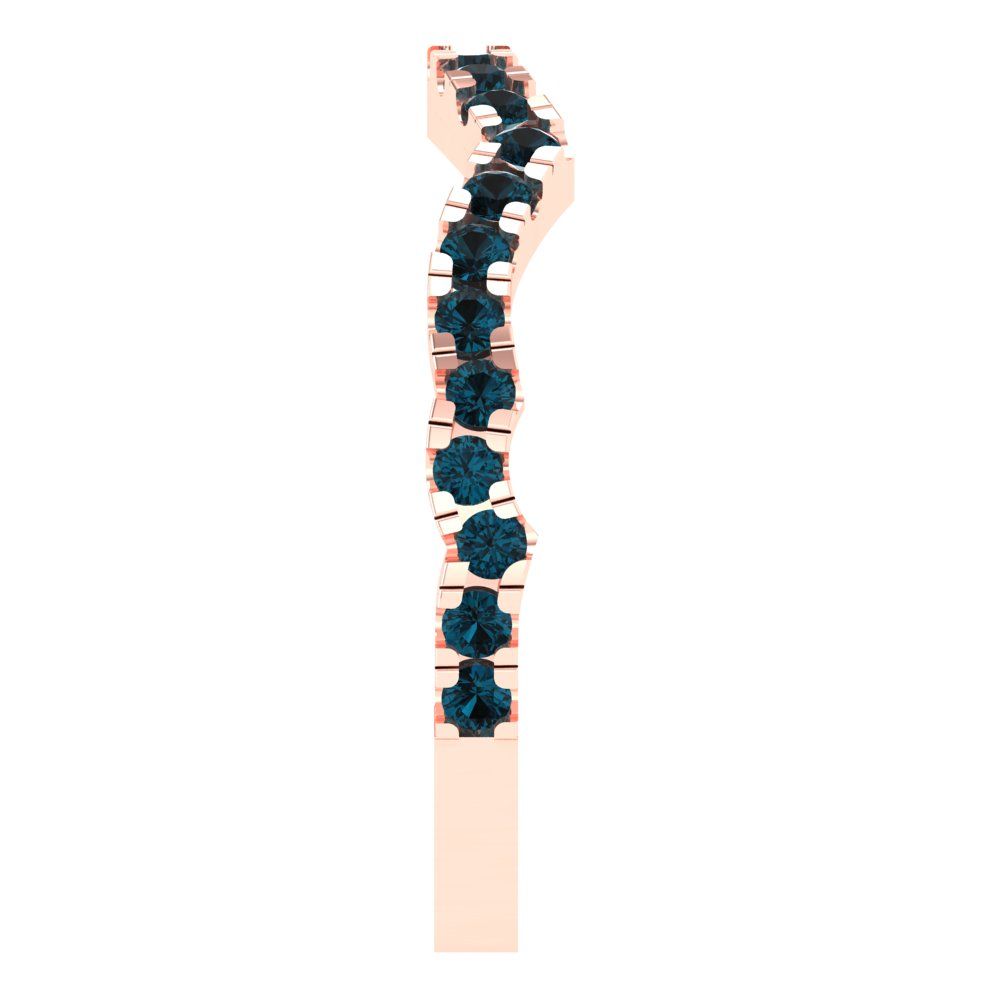 0.36 cttw Natural London Blue Topaz Round Cut Rose Gold Eternity Wedding Band