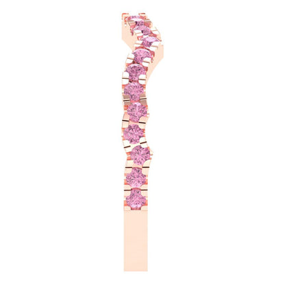 0.36 cttw Simulated Pink Diamond Round Cut Rose Gold Eternity Wedding Band