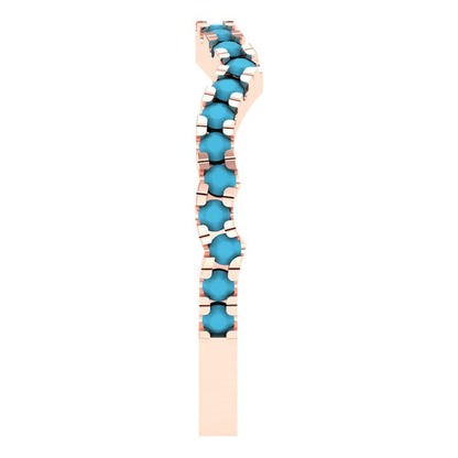 0.36 cttw Simulated Turquoise Round Cut Rose Gold Eternity Wedding Band