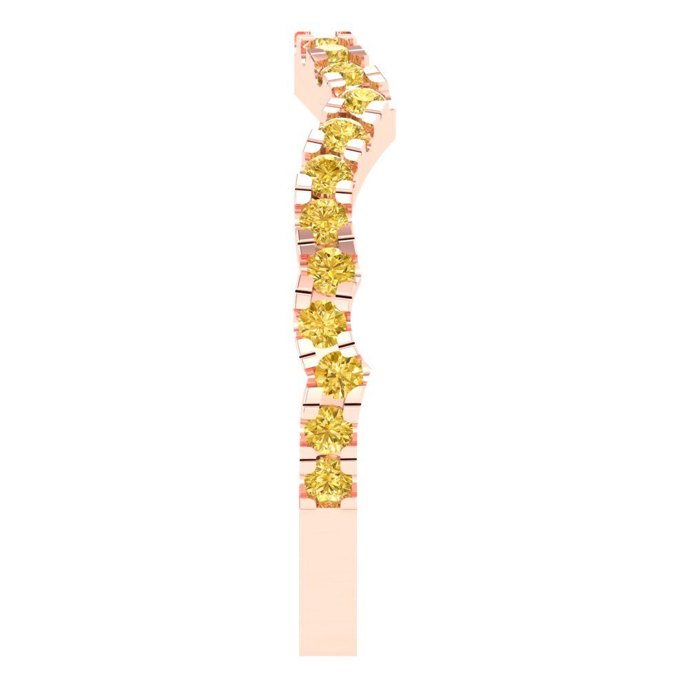 0.36 cttw Natural Citrine Round Cut Rose Gold Eternity Wedding Band