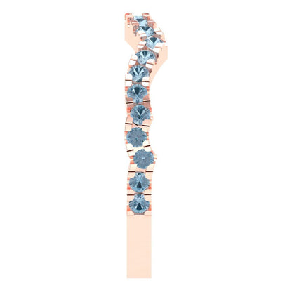 0.36 cttw Natural Swiss Blue Topaz Round Cut Rose Gold Eternity Wedding Band