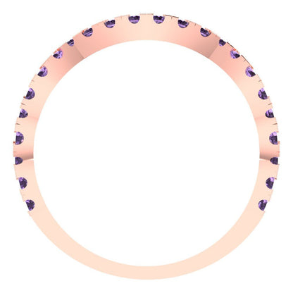 0.36 cttw Simulated Alexandrite Round Cut Rose Gold Eternity Wedding Band