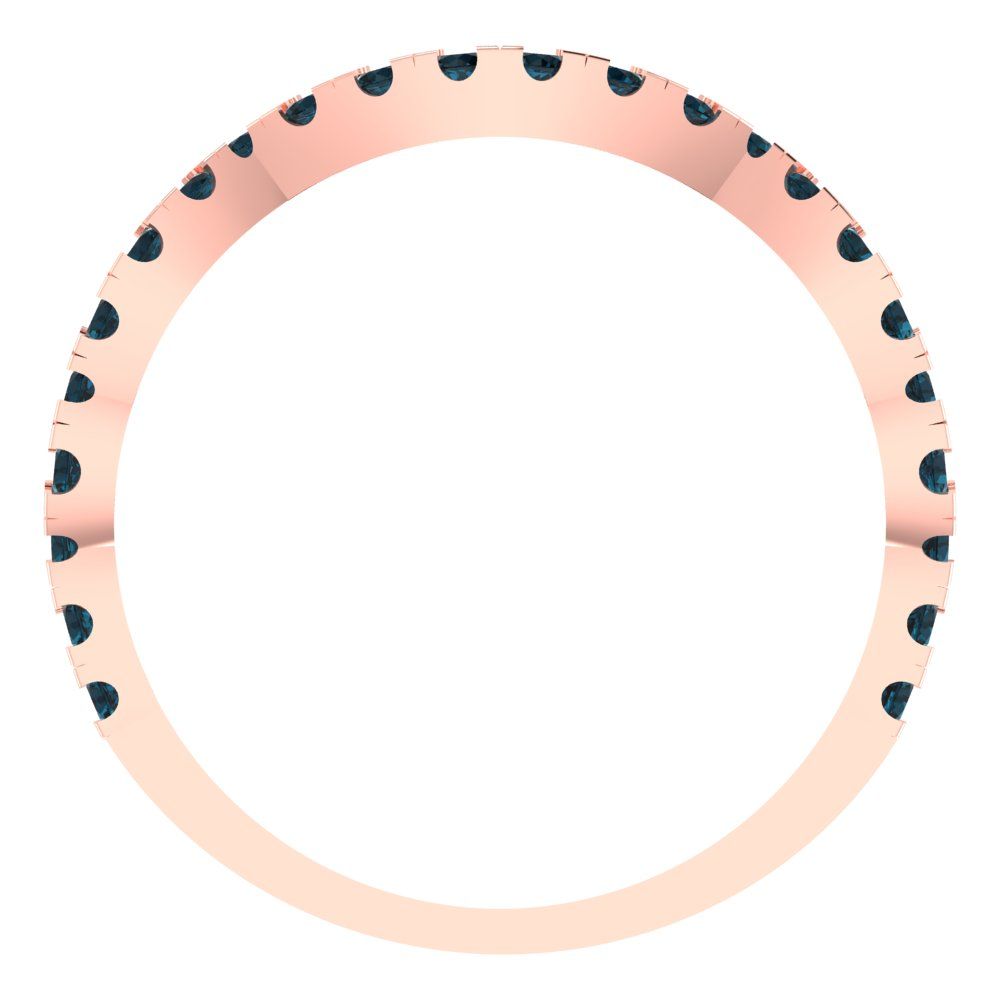 0.36 cttw Natural London Blue Topaz Round Cut Rose Gold Eternity Wedding Band