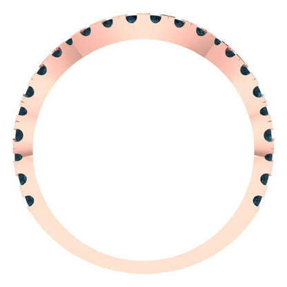 0.36 cttw Natural London Blue Topaz Round Cut Rose Gold Eternity Wedding Band