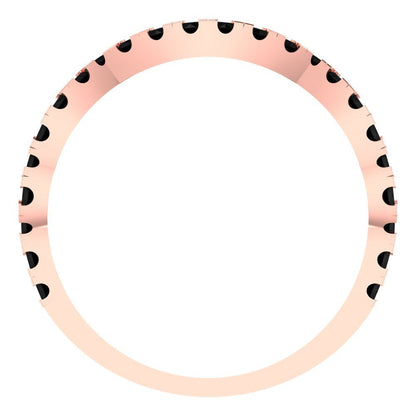 0.36 cttw Natural Onyx Round Cut Rose Gold Eternity Wedding Band