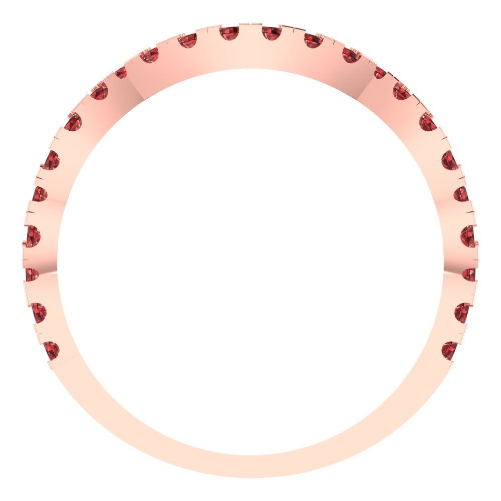 0.36 cttw Natural Garnet Round Cut Rose Gold Eternity Wedding Band