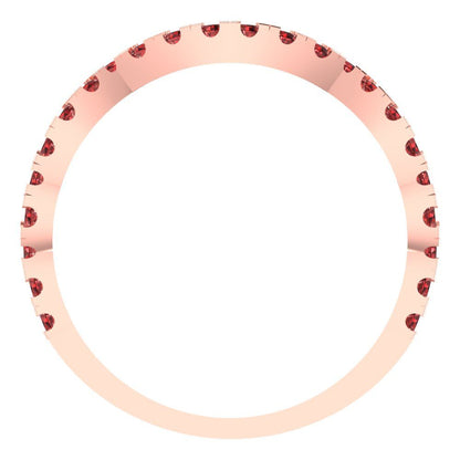 0.36 cttw Natural Garnet Round Cut Rose Gold Eternity Wedding Band