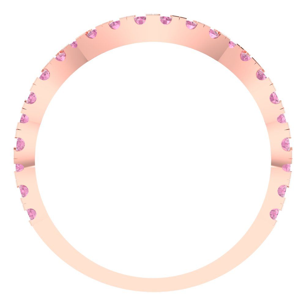 0.36 cttw Simulated Pink Diamond Round Cut Rose Gold Eternity Wedding Band
