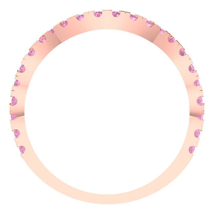 0.36 cttw Simulated Pink Diamond Round Cut Rose Gold Eternity Wedding Band