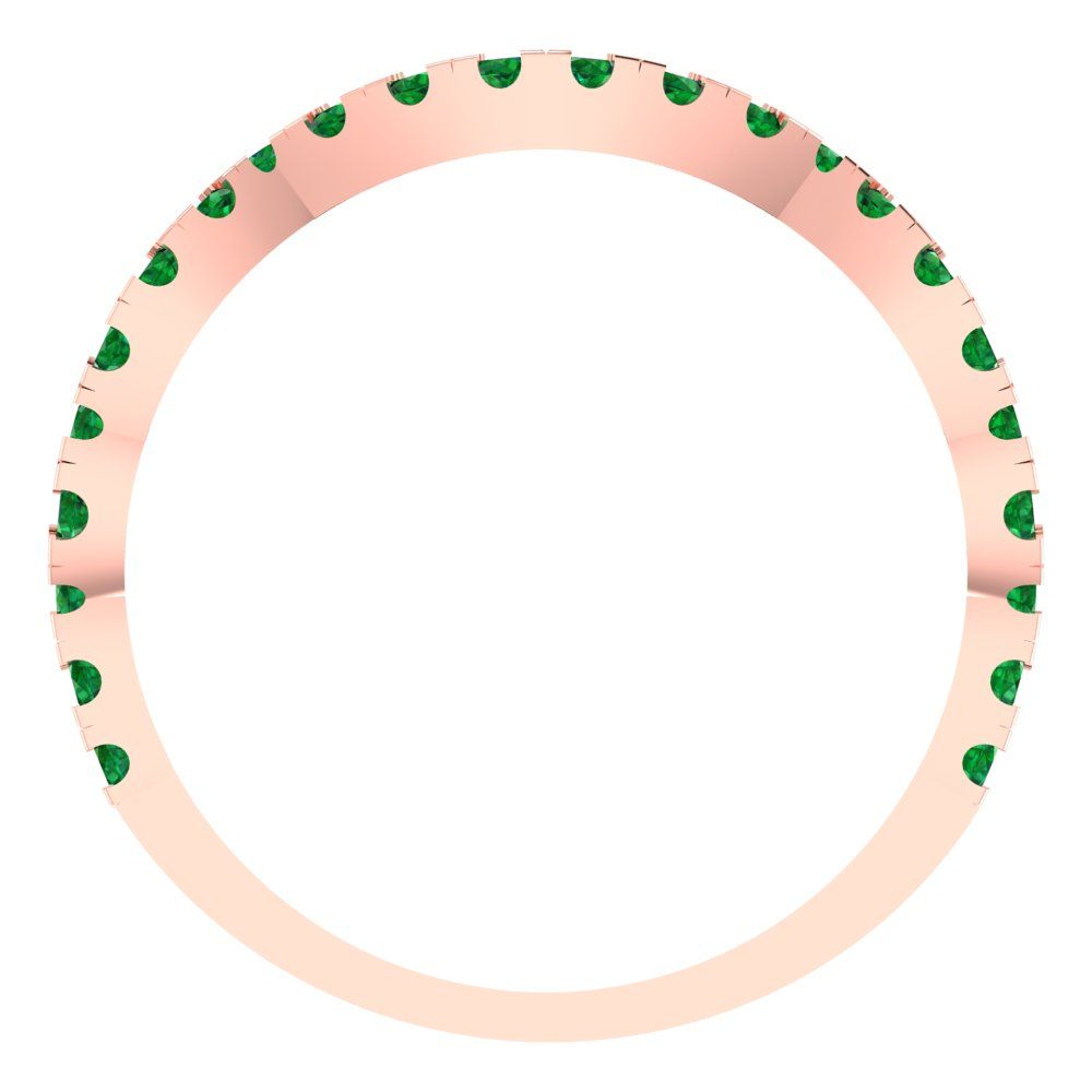 0.36 cttw Simulated Emerald Round Cut Rose Gold Eternity Wedding Band