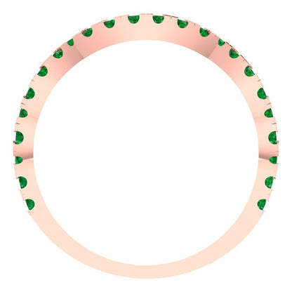 0.36 cttw Simulated Emerald Round Cut Rose Gold Eternity Wedding Band