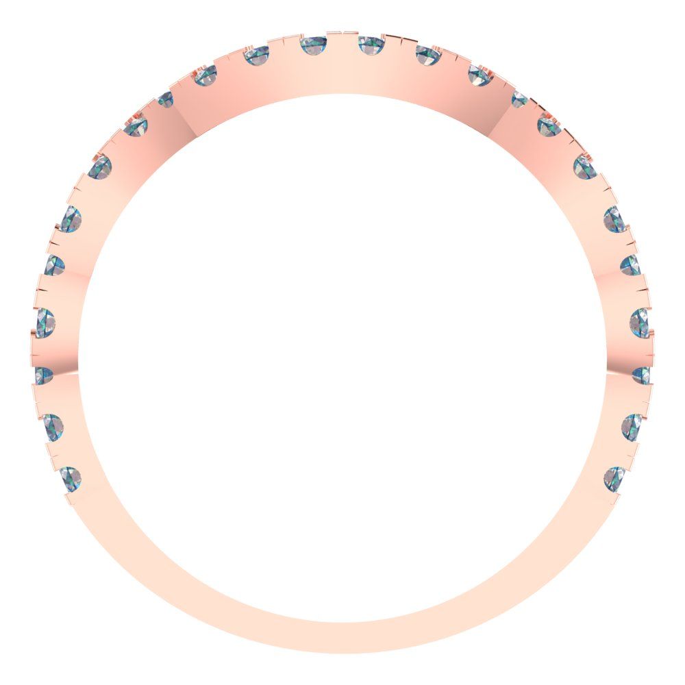 0.36 cttw Blue Moissanite Round Cut Rose Gold Eternity Wedding Band
