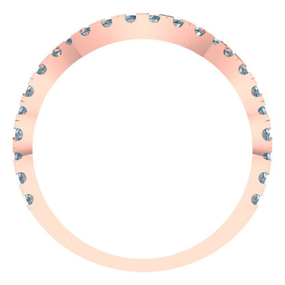 0.36 cttw Blue Moissanite Round Cut Rose Gold Eternity Wedding Band