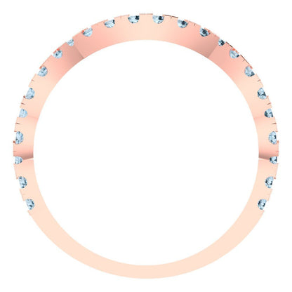0.36 cttw Natural Swiss Blue Topaz Round Cut Rose Gold Eternity Wedding Band