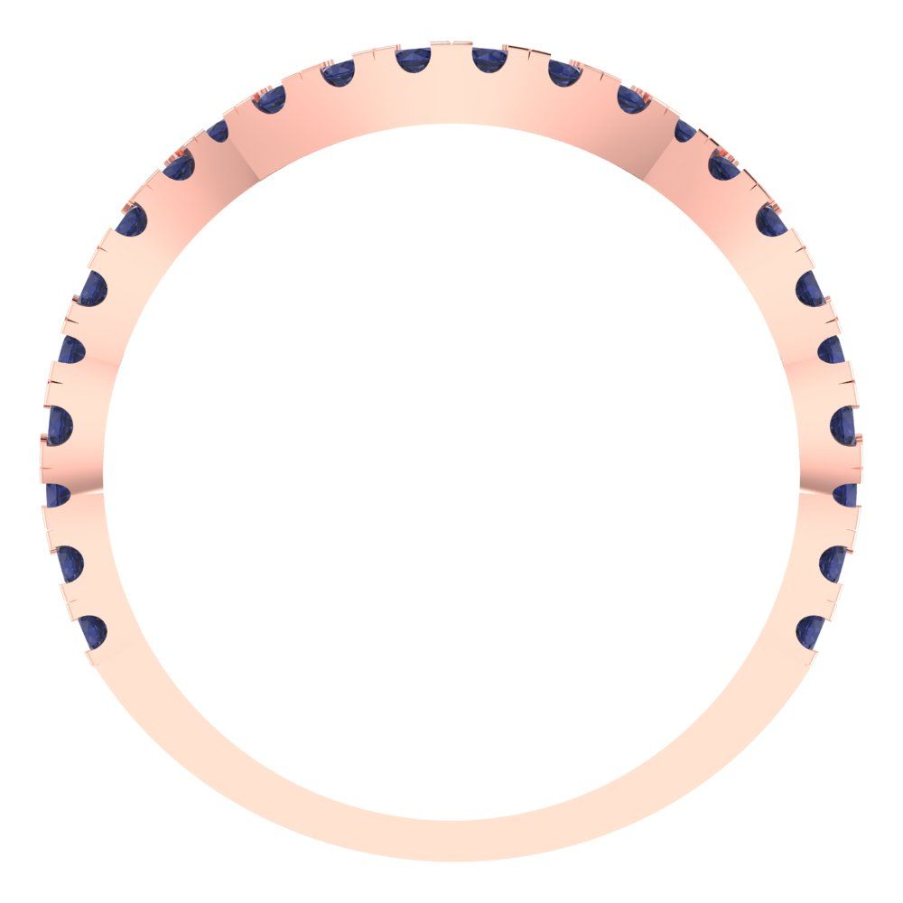 0.36 cttw Simulated Blue Sapphire Round Cut Rose Gold Eternity Wedding Band