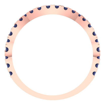 0.36 cttw Simulated Blue Sapphire Round Cut Rose Gold Eternity Wedding Band
