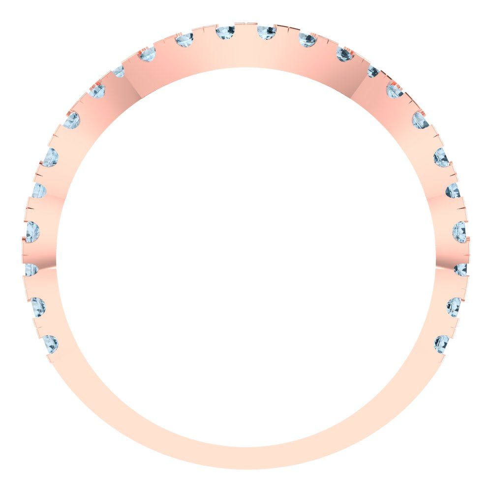 0.36 cttw Natural Sky Blue Topaz Round Cut Rose Gold Eternity Wedding Band