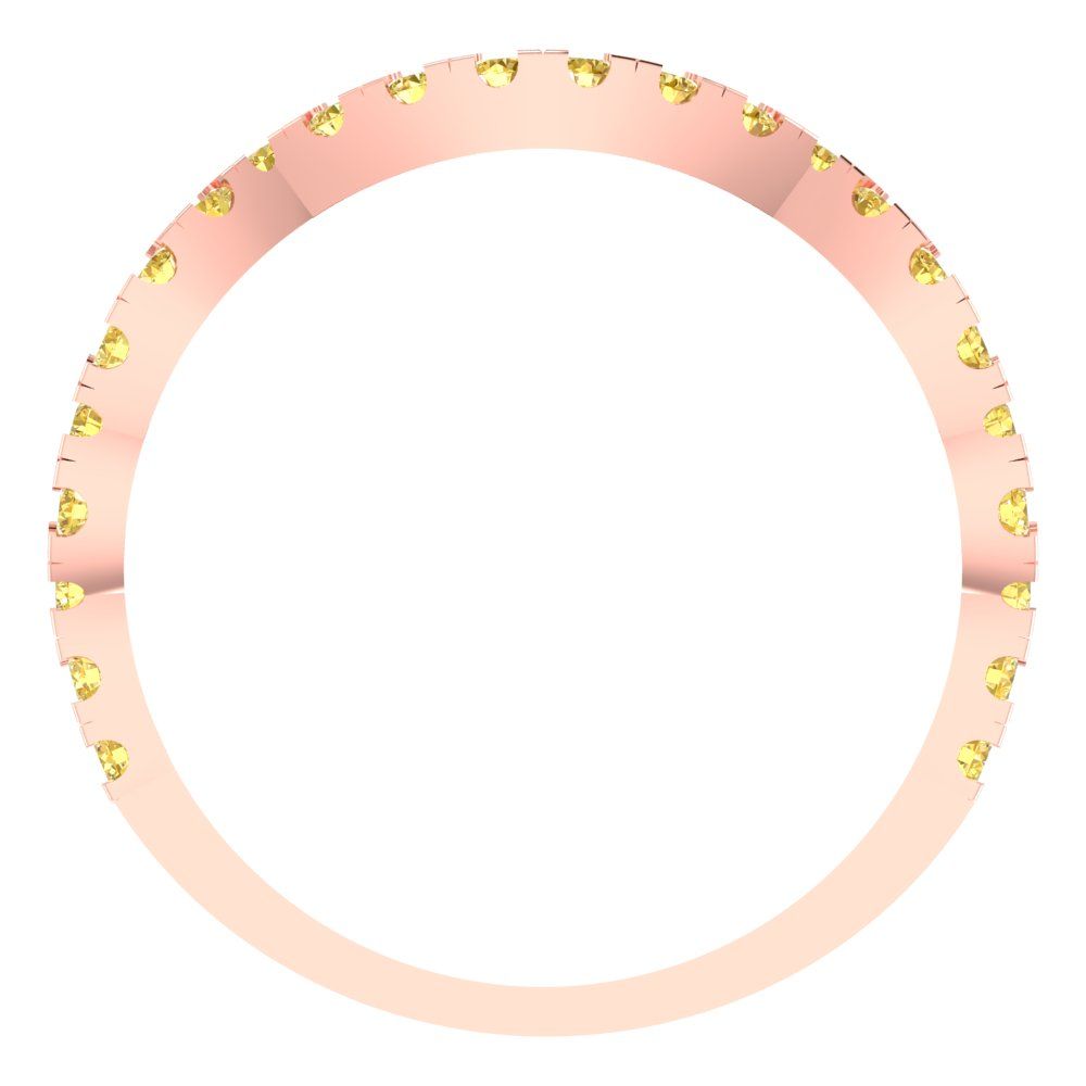 0.36 cttw Natural Citrine Round Cut Rose Gold Eternity Wedding Band