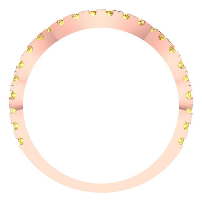 0.36 cttw Simulated Yellow Diamond Round Cut Rose Gold Eternity Wedding Band