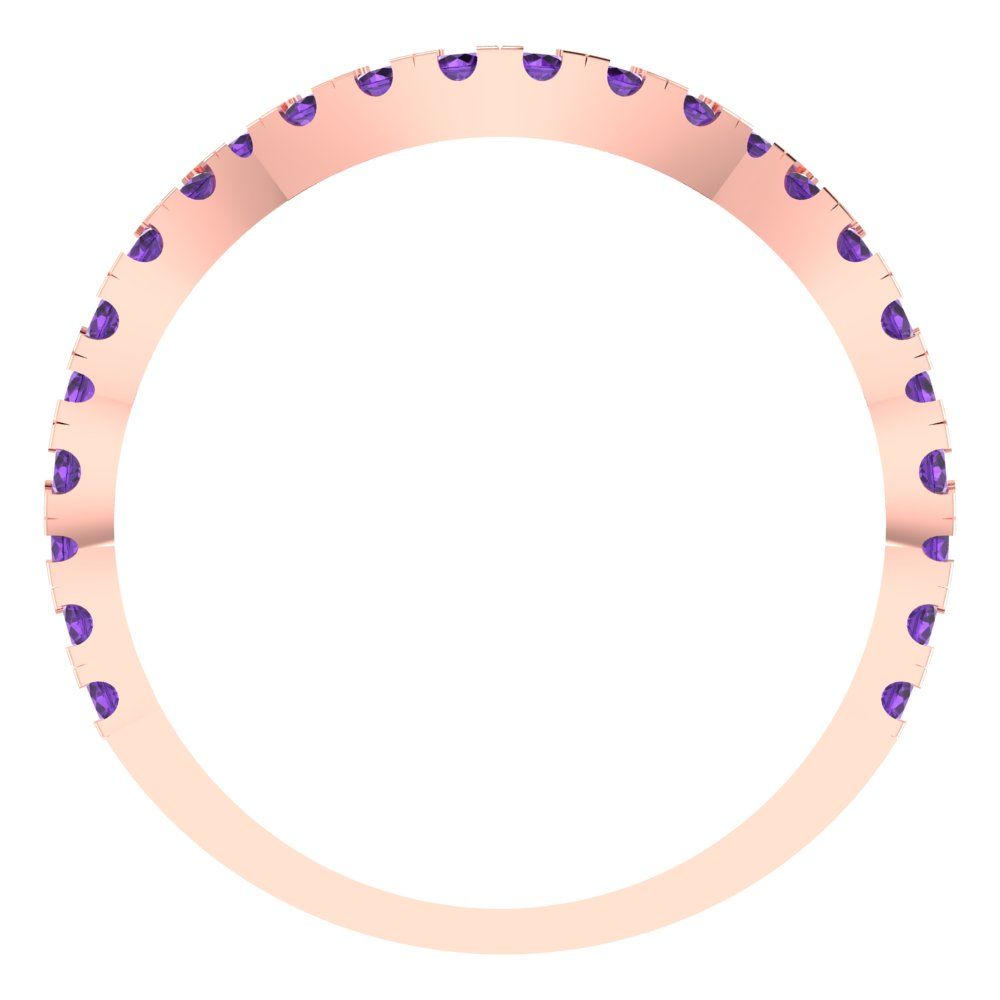 0.36 cttw Natural Amethyst Round Cut Rose Gold Eternity Wedding Band