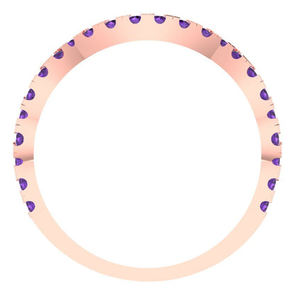 0.36 cttw Natural Amethyst Round Cut Rose Gold Eternity Wedding Band
