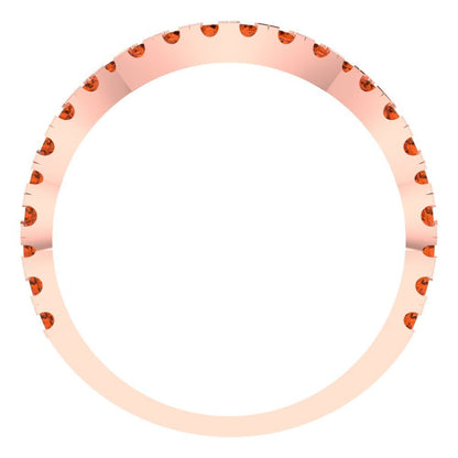 0.36 cttw Simulated Red Diamond Round Cut Rose Gold Eternity Wedding Band