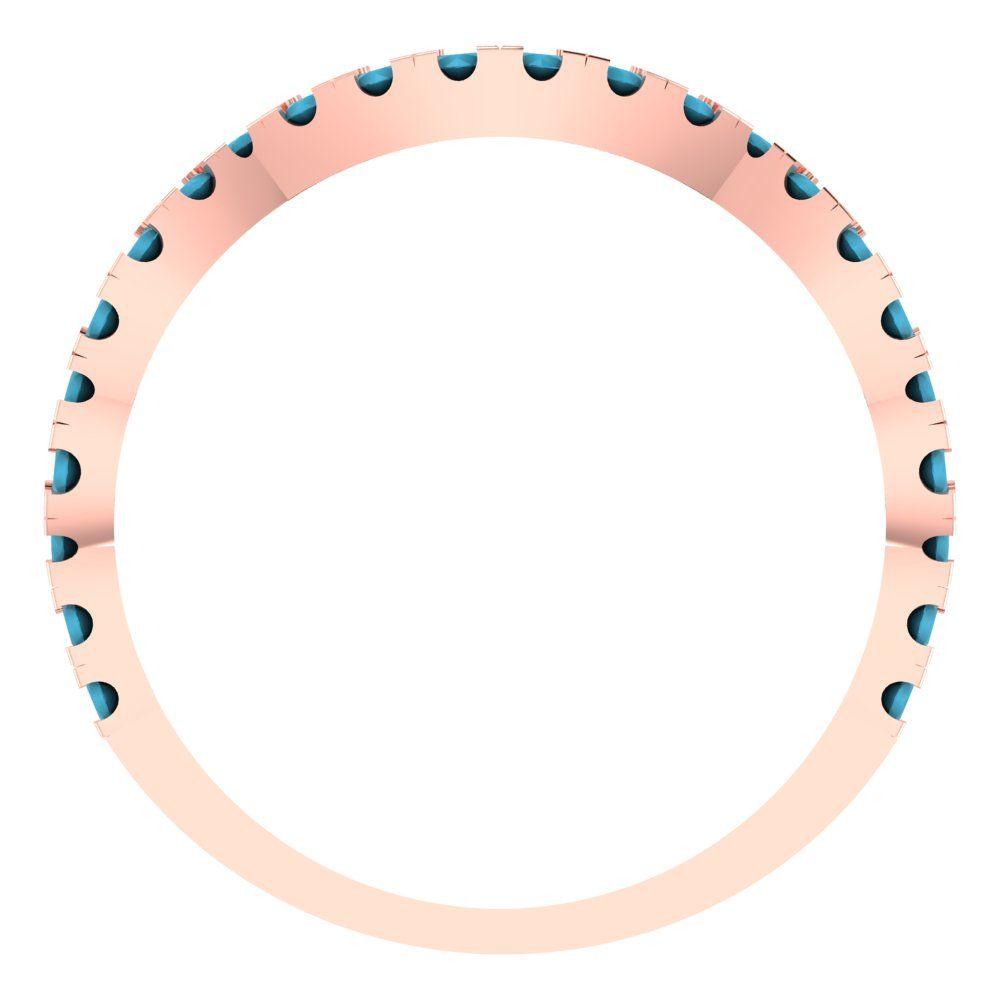 0.36 cttw Simulated Turquoise Round Cut Rose Gold Eternity Wedding Band