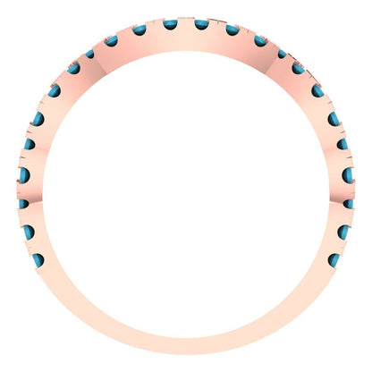 0.36 cttw Simulated Turquoise Round Cut Rose Gold Eternity Wedding Band