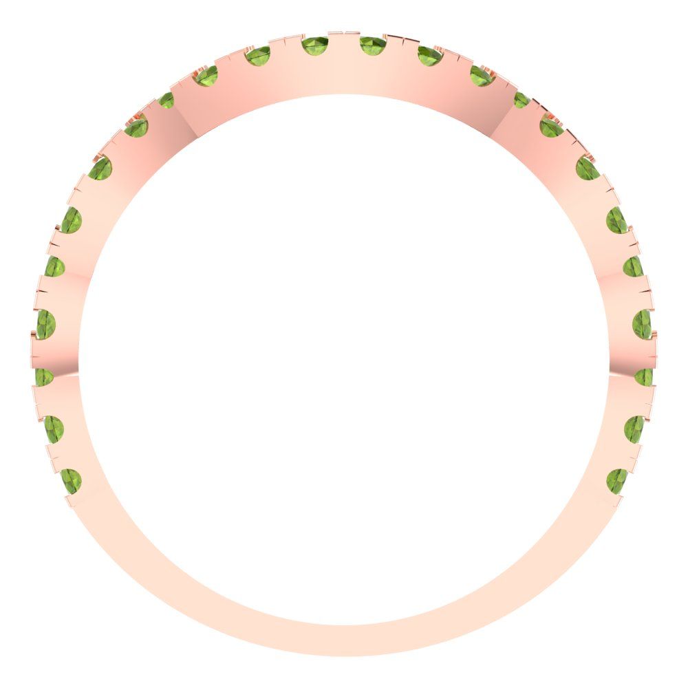 0.36 cttw Natural Peridot Round Cut Rose Gold Eternity Wedding Band