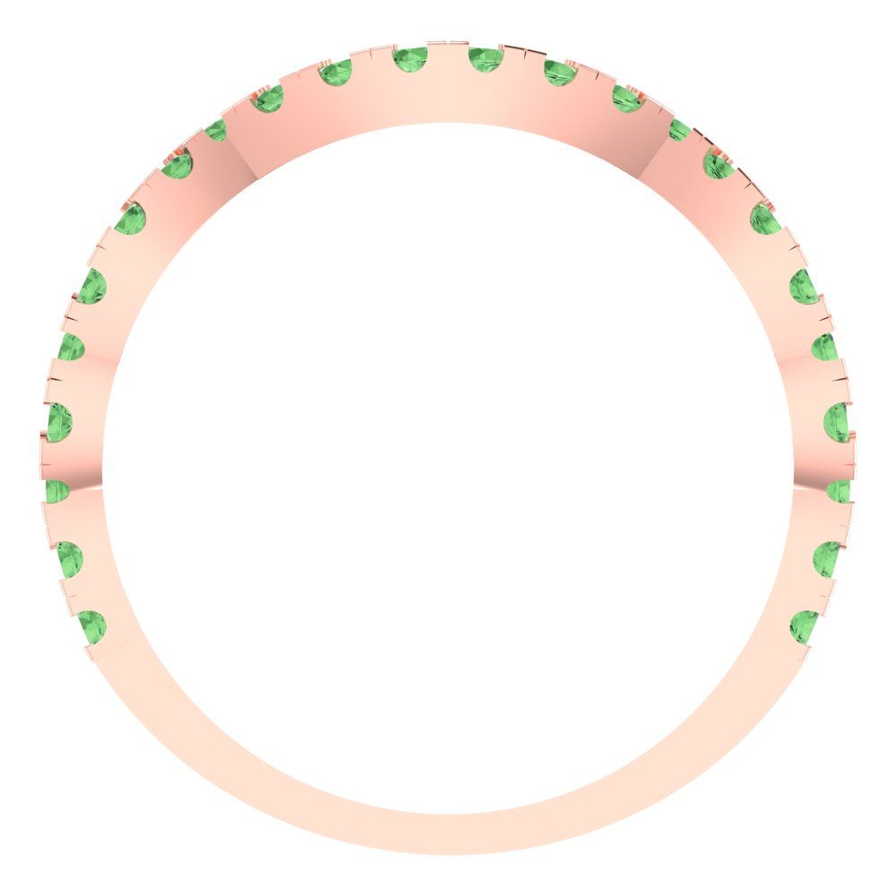 0.36 cttw Simulated Green Diamond Round Cut Rose Gold Eternity Wedding Band
