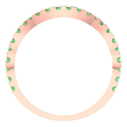 0.36 cttw Simulated Green Diamond Round Cut Rose Gold Eternity Wedding Band